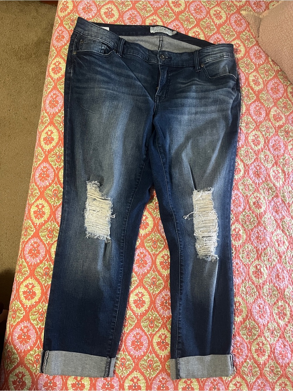 torrid Dark Blue Distressed Boyfriend Jeans